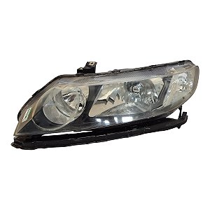 Farol Dianteiro Civic 2006 A 2011 (Lente Manchada) Esquerdo Mascara Negra Aro Cromado Foco Duplo 33150Snjm012M1 Original