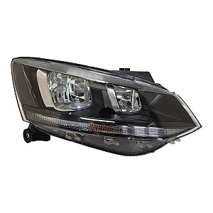 Farol Dianteiro Fox Crossfox Spacefox 2015 A 2020 (Risco Na Lente) Direito Mascara Negra Aro Cromado Foco Duplo 5Z094100