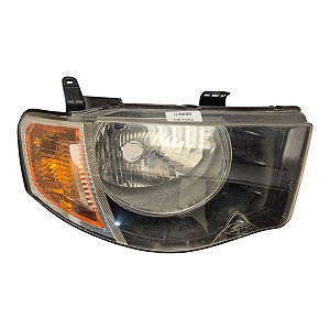 Farol Dianteiro L200 Triton 2008 A 2012 (Lente Quebrada) Direito Mascara Negra Aro Cromado Original