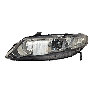Farol Dianteiro New Civic 2007 A 2011 (Lente Quebrada) Esquerdo Mascara Negra Aro Cromado 33151Snjm020M1 Original