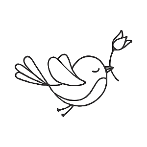 PÁSSARO COM FLOR NO BICO