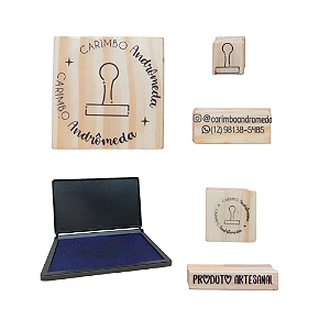 KIT 5 CARIMBOS PERSONALIZADOS + ALMOFADA