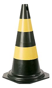 CONE SINALIZAÇÃO PVC - 50 CM | PRETO E AMARELO