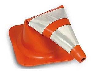 CONE FLEXÍVEL 75 CM COM REFLETIVO | LARANJA E BRANCO