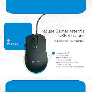 PROMOÇÃO! | MOUSE GAMER USB GREATEK 8 BOTOES RGB 16000DPI