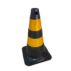 CONE FLEXÍVEL REFLETIVO PRETO - 50 CM