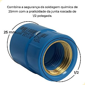 LUVA BUCHA DE LATÃO - 25x1/2 | AZUL