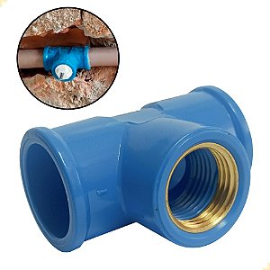 TEE BUCHA DE LATÃO - 25x1/2 | AZUL