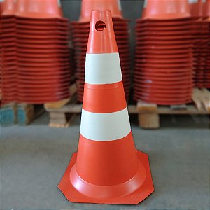 CONE DE SINALIZAÇÃO RÍGIDO FOSCO LARANJA E BRANCO 50 CM