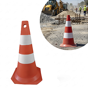 CONE DE SINALIZAÇÃO RÍGIDO FOSCO LARANJA E BRANCO 50 CM