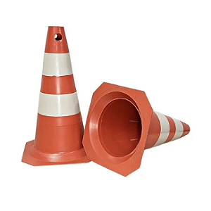 CONE DE SINALIZAÇÃO RÍGIDO FOSCO LARANJA E BRANCO 50 CM