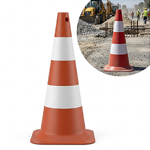 CONE DE SINALIZAÇÃO RÍGIDO FOSCO LARANJA E BRANCO 75 CM