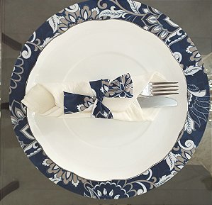 Conjunto - 6 Sousplat estampados com amarradores de talher