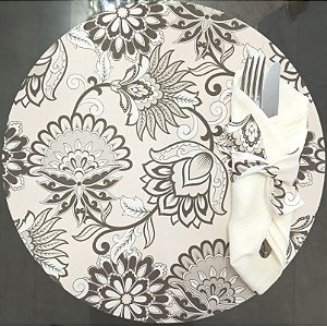 Capa para sousplat estampado com amarrador de talher