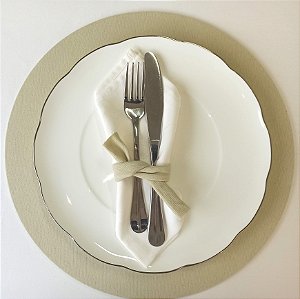 4 sousplat 35cm com amarradores de talheres cor beige