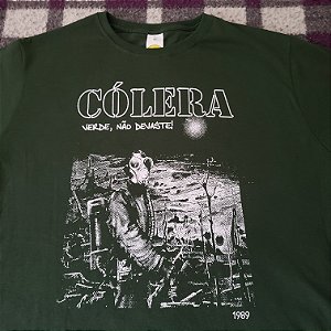 CAMISETA CÓLERA VERDE NÃO DEVASTE NA COR VERDE MUSGO 100% ALGODÃO 31 FIOS
