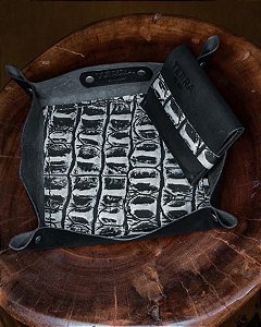 KIT - Carteira Double Pocket Black Croc + Organizador