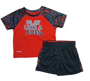 Roupa Infantil Menino Athletic Conj 2 Pçs Camiseta Vermelha Play"