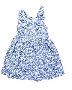 Roupa Infantil Menina Tahari Vestido Azul Floral com Chapéu"