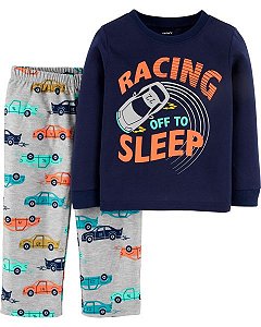 Roupa Infantil Menino Carters Pijama 2 Pçs Racing Calça Carros