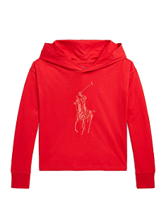 Camiseta Infantil Ralph Lauren Menina – Vermelha com Gorro Estiloso