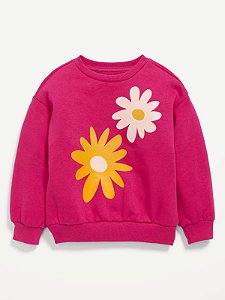 Moletom Infantil Old Navy Menina – Pink com Estampa de Flores