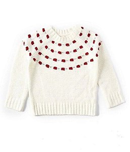 Blusa Infantil Menina Copper Key Branca com Detalhe Vermelho Quentinha