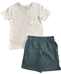 Conjunto Infantil DKNY Camiseta Rosê e Bermuda Cinza – 2 Peças