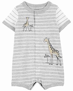 Romper Carter’s Cinza Listrado Girafa – Conforto e Estilo