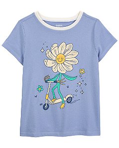 Camiseta Infantil Menina Carter’s Azul Margarida Manga Curta