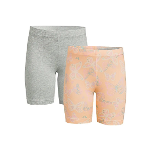 Kit 2 Shorts Wonder Nation Infantil – Laranja Borboleta e Cinza Menina