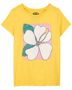 Camiseta Infantil Menina Carter’s Amarela Flor Manga Curta