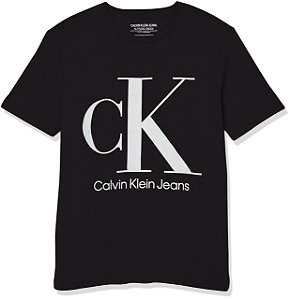 Roupa Infantil Menino Calvin Klein Camiseta Preta Logo Branca