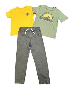 Conjunto Infantil Free Style 3 Peças Camiseta Amarela e Calça