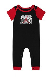 Macacão Bebê Menino Air Jordan Preto Manga Curta