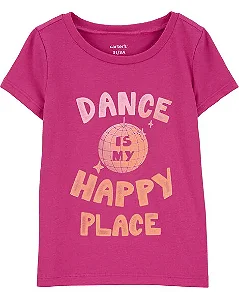 Camiseta Infantil Menina Carter’s Pink Dance Manga Curta