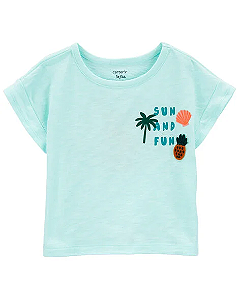 Camiseta Infantil Menina Carter’s Verde Abacaxi Manga Curta