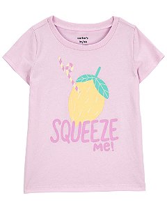 Camiseta Infantil Menina Carter’s Rosa Squeeze Me Manga Curta