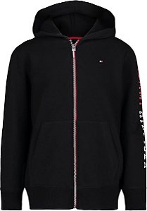 Jaqueta Infantil Tommy Hilfiger Preta com Gorro – Moletom