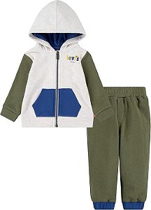 Conjunto Infantil Levi’s Moletom Bege Verde Azul – Menino