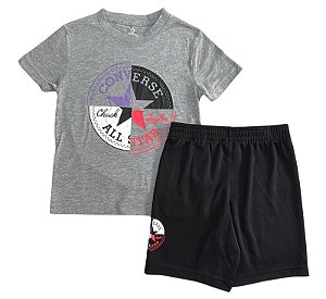 Conjunto Infantil Converse Camiseta Cinza – 2 Peças