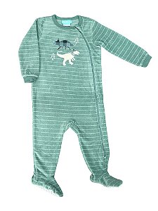Macacão Infantil Pekkle Fleece Verde Dinossauro – Menino