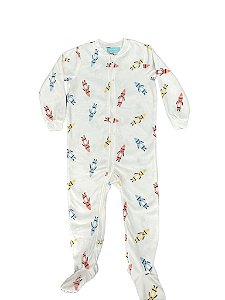 Macacão Fleece Infantil Pekkle Branco com Estampa de Lápis