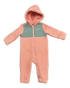 Macacão Sherpa Puma Infantil Menina – Salmão com Cinza Quentinho