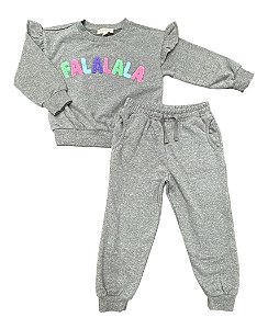 Conjunto Infantil Menina Jessica Simpson – Moletom Cinza 2 Peças