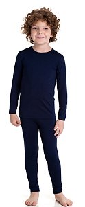 Conjunto Térmico Infantil Dadomile Segunda Pele Azul Marinho Gola Careca