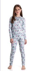 Pijama Infantil Menina Dadomile 2 Peças – Gatinho Modal Confortável