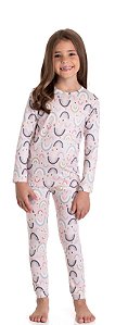 Pijama Infantil Menina Dadomile 2 Peças – Arco-Íris Modal Confortável