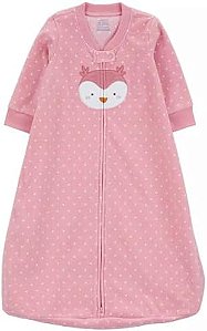 Saco de Dormir Infantil Carter’s Rosa Estampa Coruja em Algodão