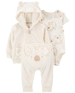 Conjunto 3 Peças Carter’s Jaqueta e Calça Off White Coala